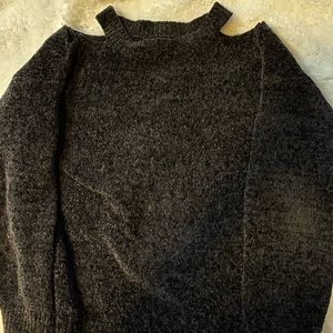 Off the Shoulder Black Knit Sweater